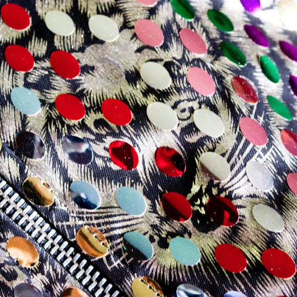 SOLD! Silver Sequin Jacket Bomber - Tiger Rainbow - Picture 4 of 7